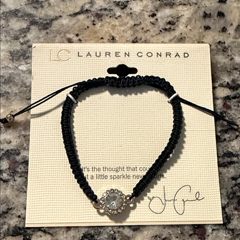 LC Lauren Conrad Black Bracelet with Silver Charm